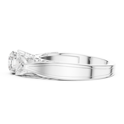 925 Silver Moissanite Vintage Three-Stone Trellis Engagement Ring 14K Gold Plated