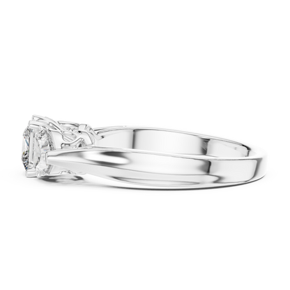 925 Silver Princess & Heart Cut Moissanite Three-Stone Engagement Ring – 14K Gold Plated