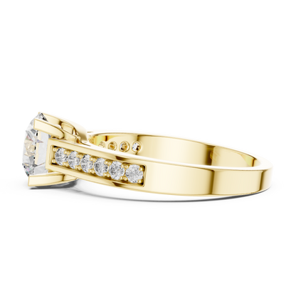 925 Silver Round Moissanite Channel-Set Solitaire Engagement Ring – 14K Gold Plated