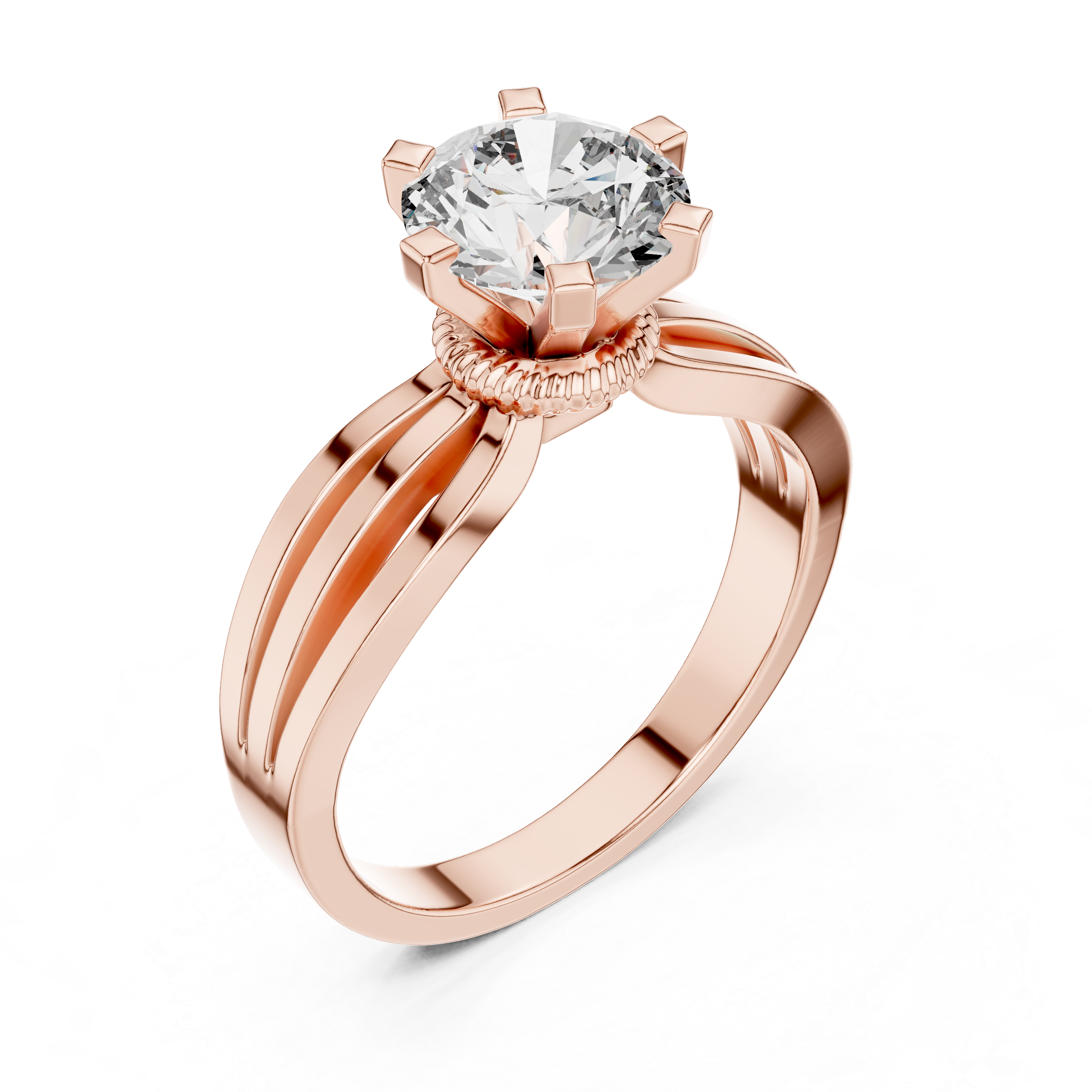 925 Silver Solitaire Round Moissanite Engagement Ring 14K Gold Plated