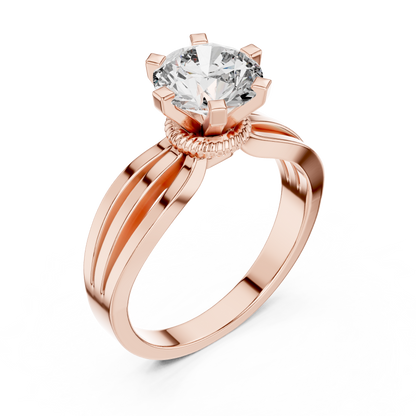 925 Silver Solitaire Round Moissanite Engagement Ring 14K Gold Plated