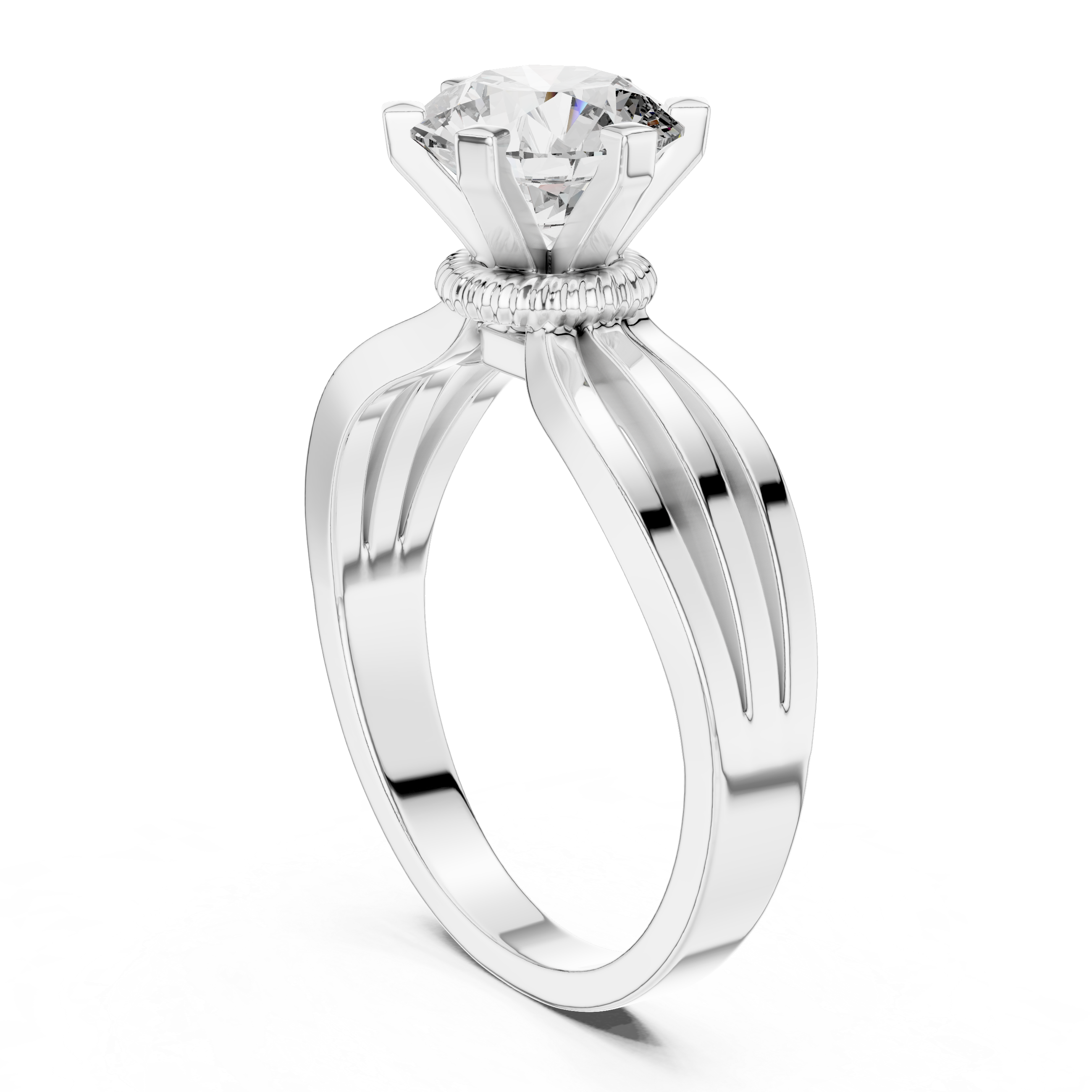 925 Silver Solitaire Round Moissanite Engagement Ring 14K Gold Plated