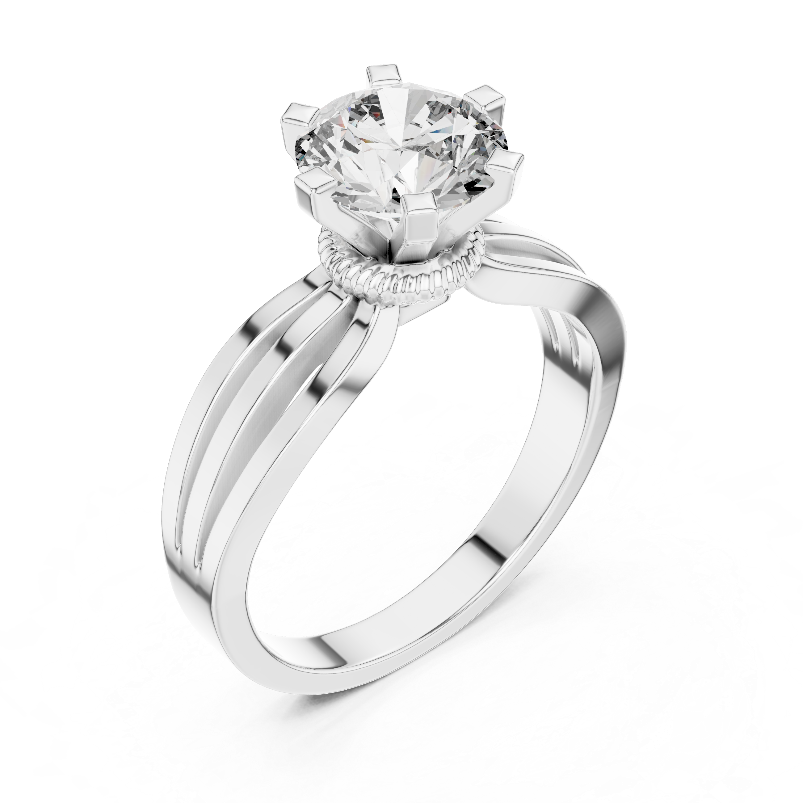 925 Silver Solitaire Round Moissanite Engagement Ring 14K Gold Plated