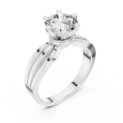 925 Silver Solitaire Round Moissanite Engagement Ring 14K Gold Plated