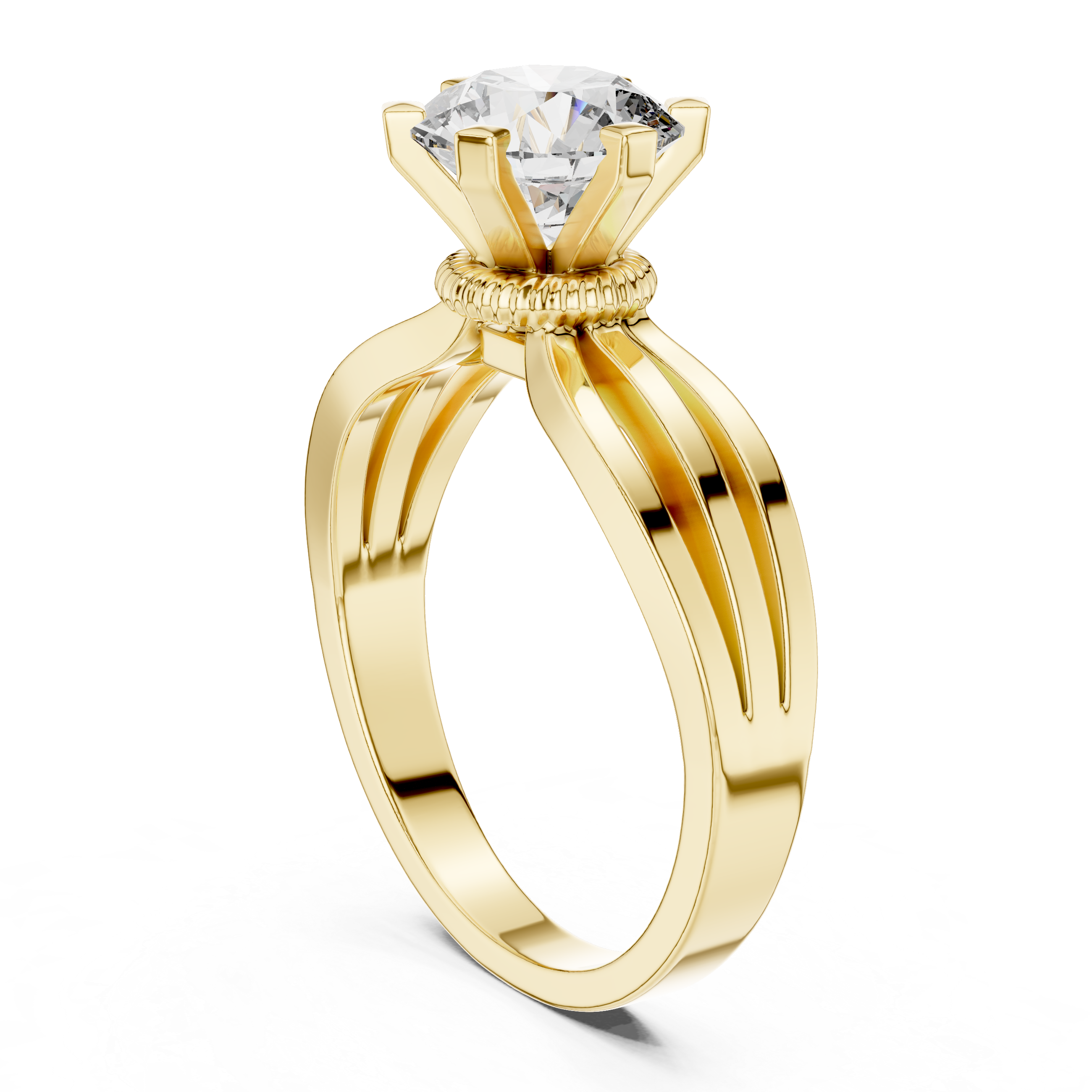 925 Silver Solitaire Round Moissanite Engagement Ring 14K Gold Plated