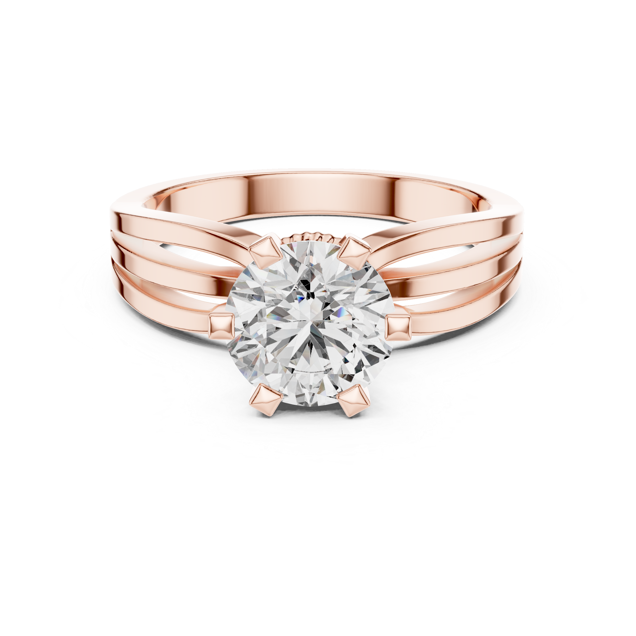 925 Silver Solitaire Round Moissanite Engagement Ring 14K Gold Plated