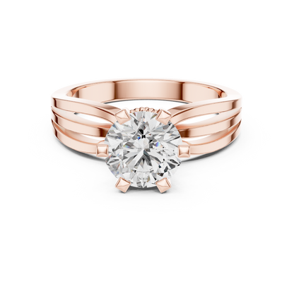 925 Silver Solitaire Round Moissanite Engagement Ring 14K Gold Plated