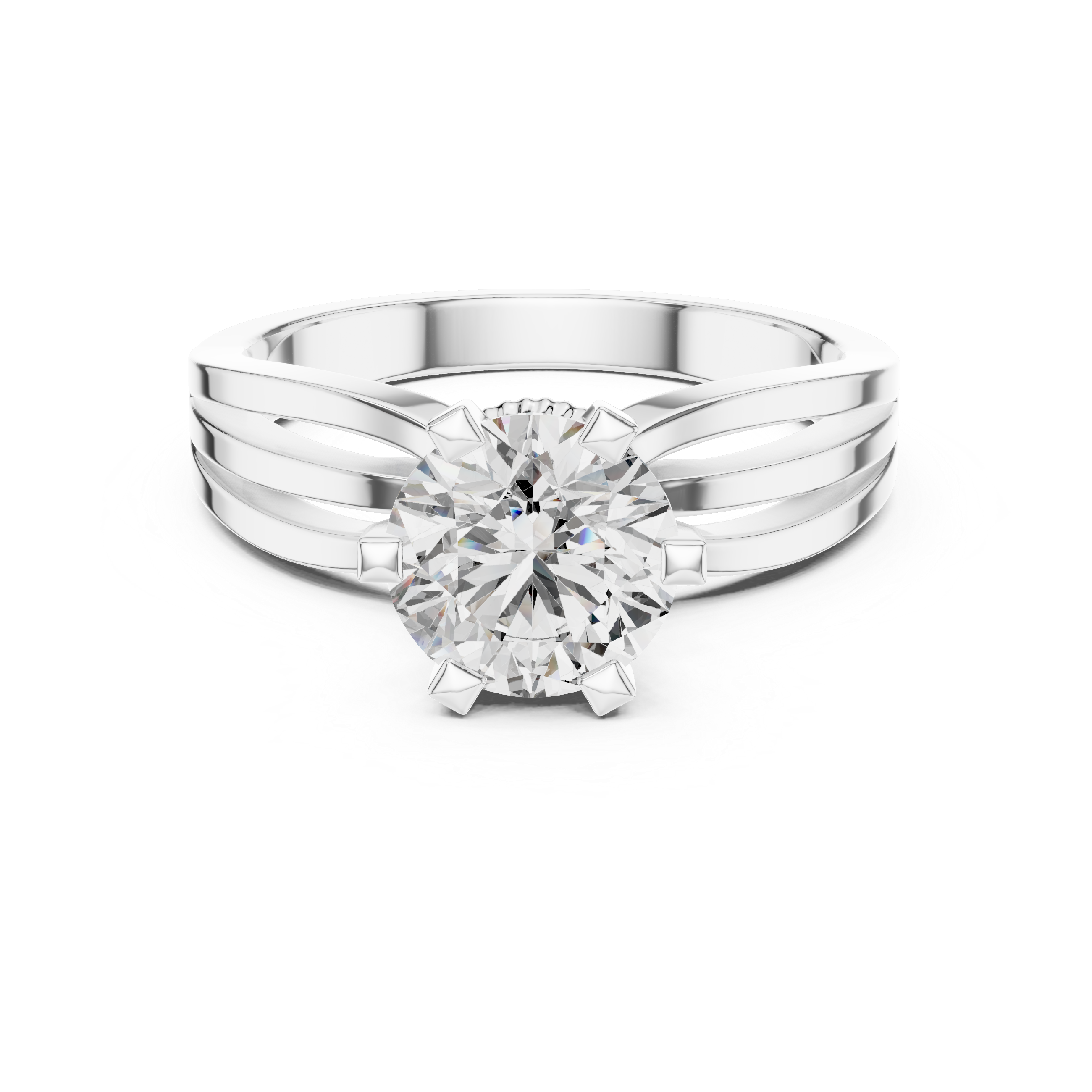 925 Silver Solitaire Round Moissanite Engagement Ring 14K Gold Plated