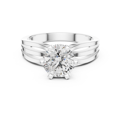 925 Silver Solitaire Round Moissanite Engagement Ring 14K Gold Plated