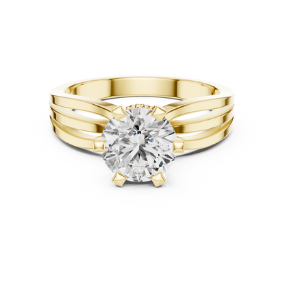 925 Silver Solitaire Round Moissanite Engagement Ring 14K Gold Plated