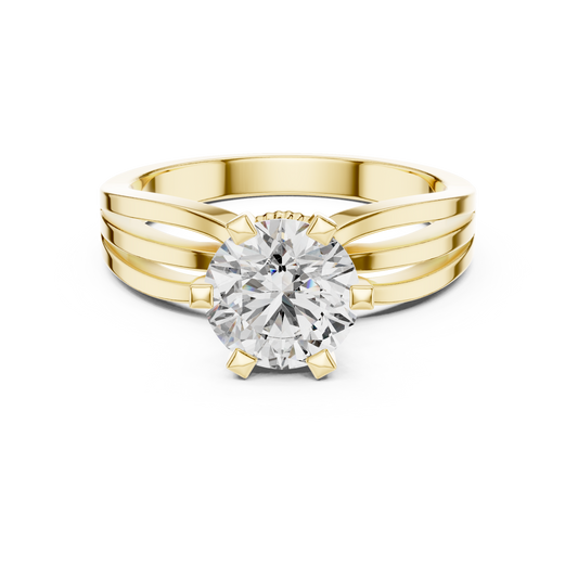 925 Silver Solitaire Round Moissanite Engagement Ring 14K Gold Plated