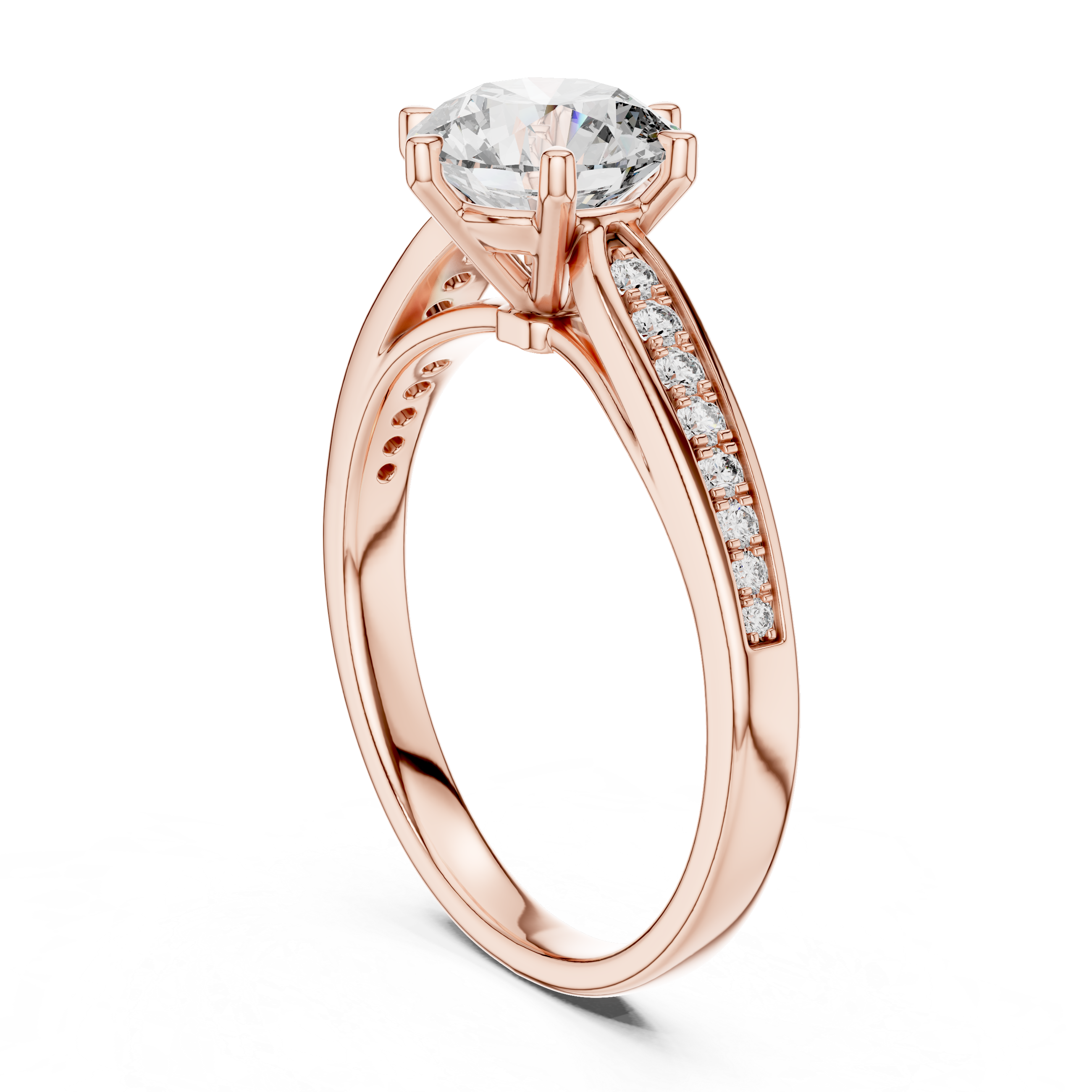 925 Silver Solitaire Round Moissanite Engagement Ring 14K Gold Plated