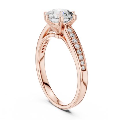 925 Silver Solitaire Round Moissanite Engagement Ring 14K Gold Plated