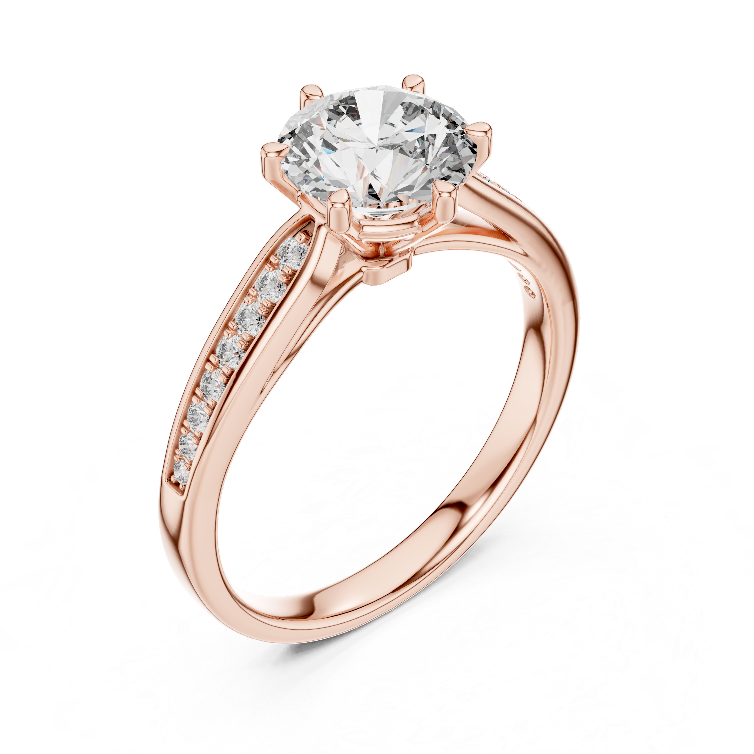 925 Silver Solitaire Round Moissanite Engagement Ring 14K Gold Plated