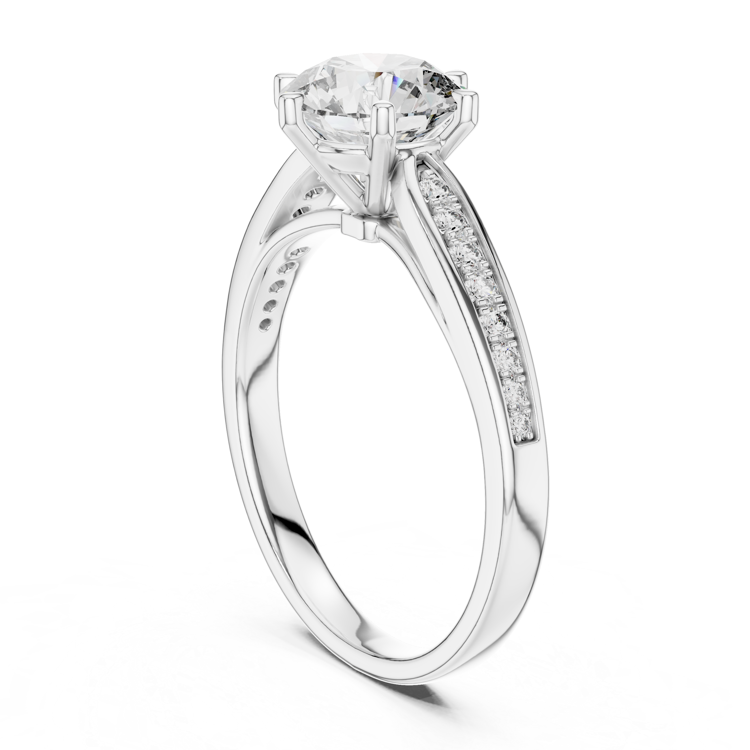 925 Silver Solitaire Round Moissanite Engagement Ring 14K Gold Plated