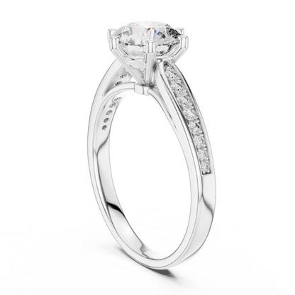 925 Silver Solitaire Round Moissanite Engagement Ring 14K Gold Plated