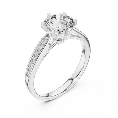 925 Silver Solitaire Round Moissanite Engagement Ring 14K Gold Plated
