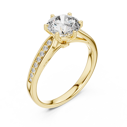 925 Silver Solitaire Round Moissanite Engagement Ring 14K Gold Plated