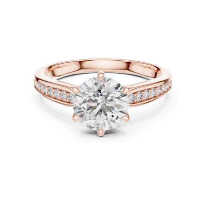 925 Silver Solitaire Round Moissanite Engagement Ring 14K Gold Plated