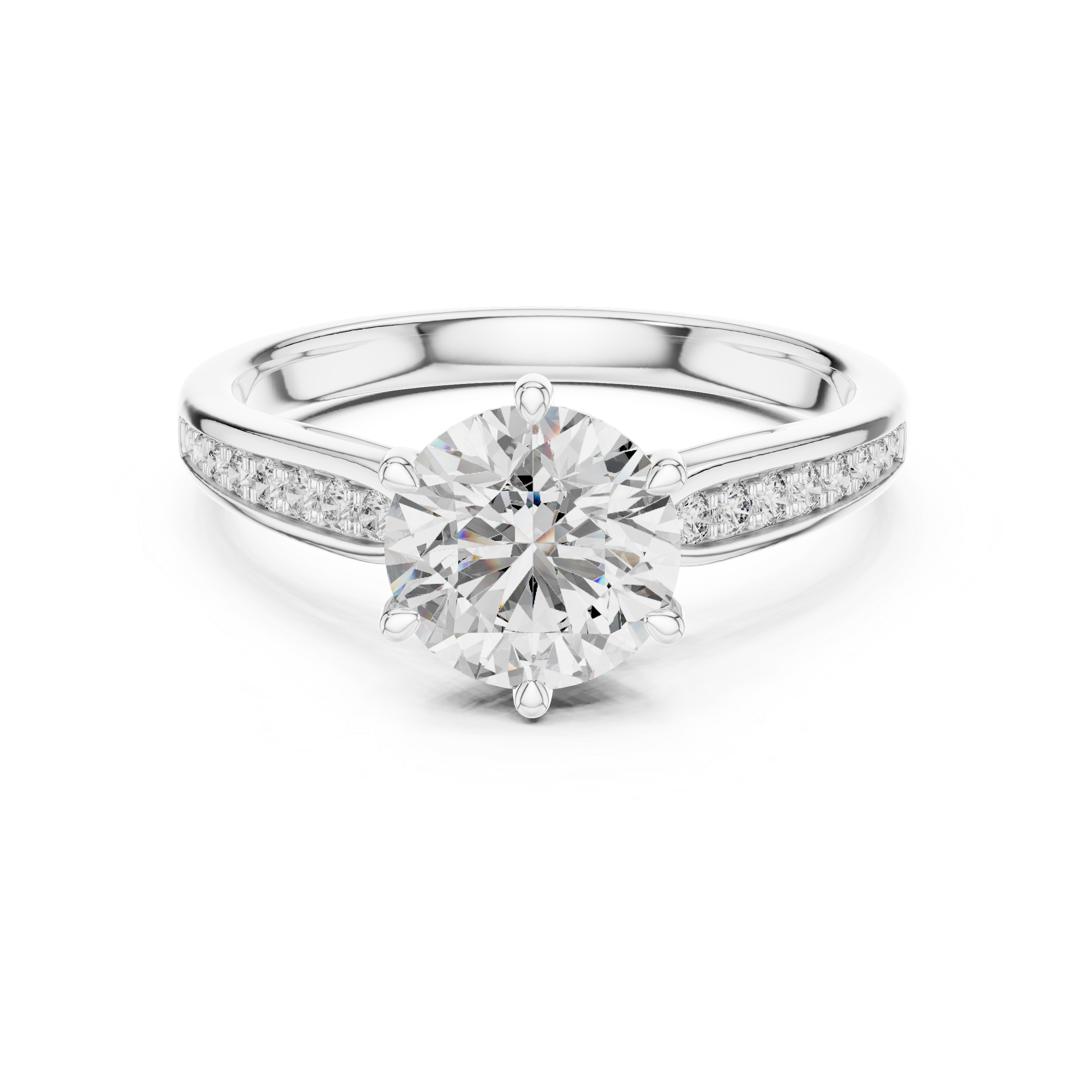 925 Silver Solitaire Round Moissanite Engagement Ring 14K Gold Plated