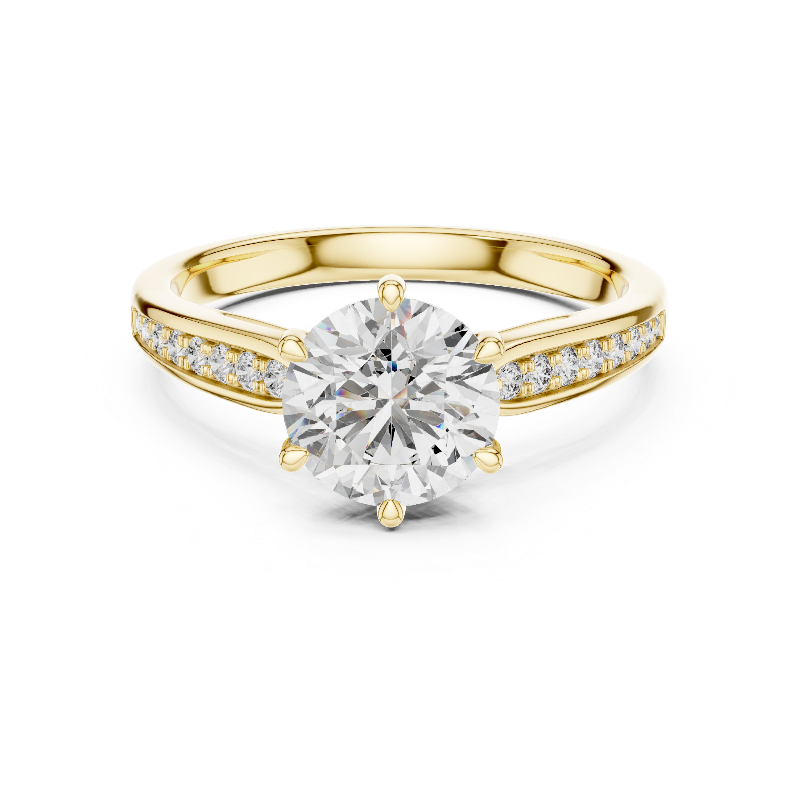 925 Silver Solitaire Round Moissanite Engagement Ring 14K Gold Plated