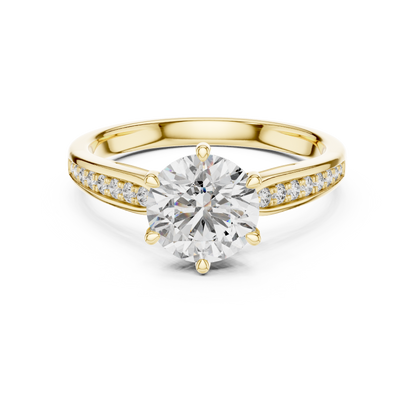 925 Silver Solitaire Round Moissanite Engagement Ring 14K Gold Plated