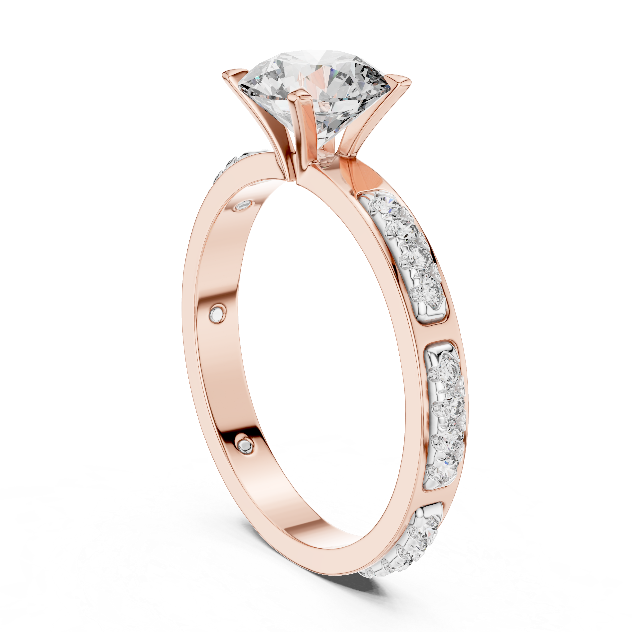 925 Silver 14K Gold Plated Solitaire With Accents Engagement Ring 925 Silver