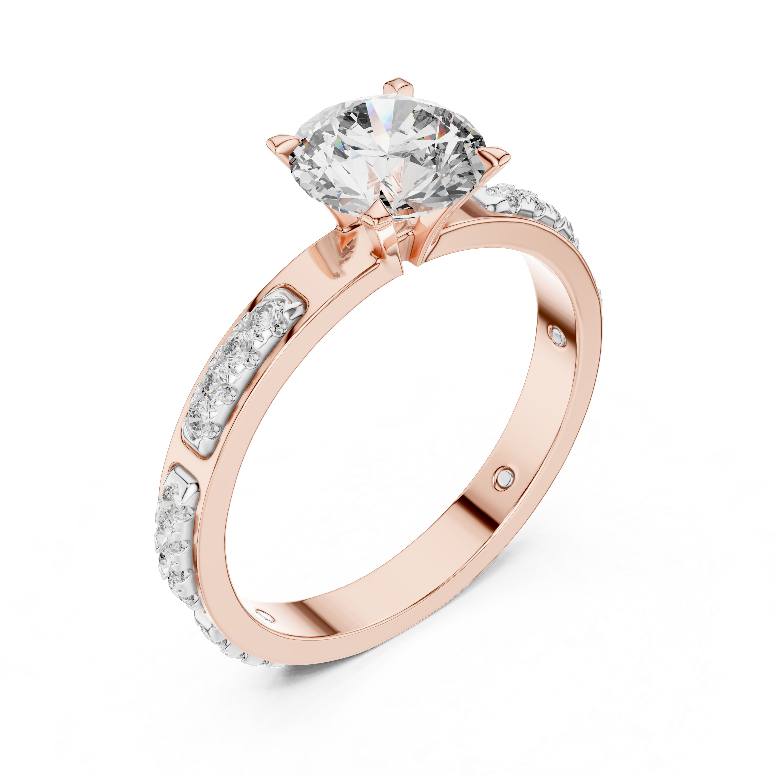 925 Silver 14K Gold Plated Solitaire With Accents Engagement Ring 925 Silver