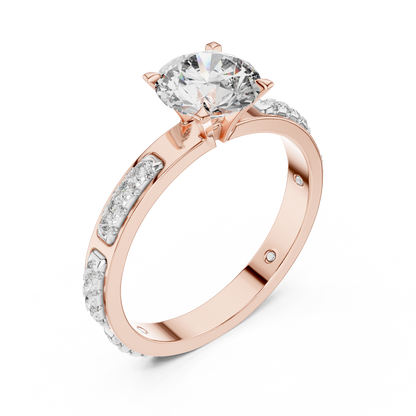 925 Silver 14K Gold Plated Solitaire With Accents Engagement Ring 925 Silver