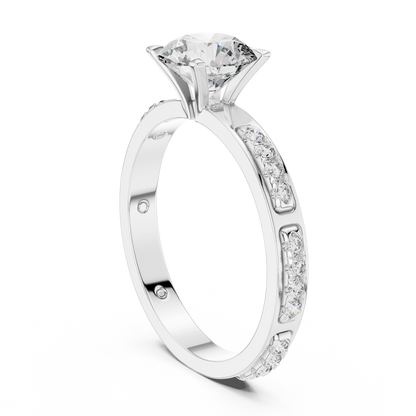 925 Silver 14K Gold Plated Solitaire With Accents Engagement Ring 925 Silver