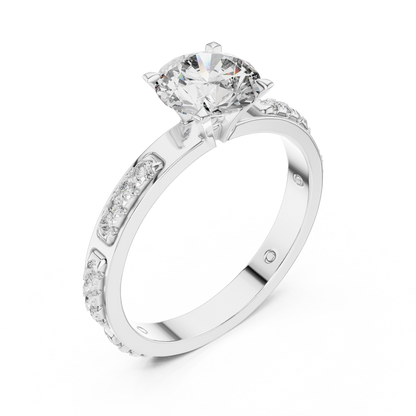925 Silver 14K Gold Plated Solitaire With Accents Engagement Ring 925 Silver