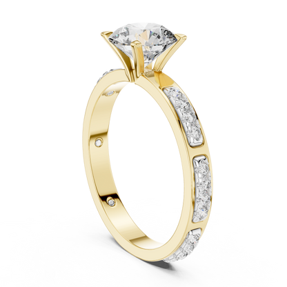 925 Silver 14K Gold Plated Solitaire With Accents Engagement Ring 925 Silver