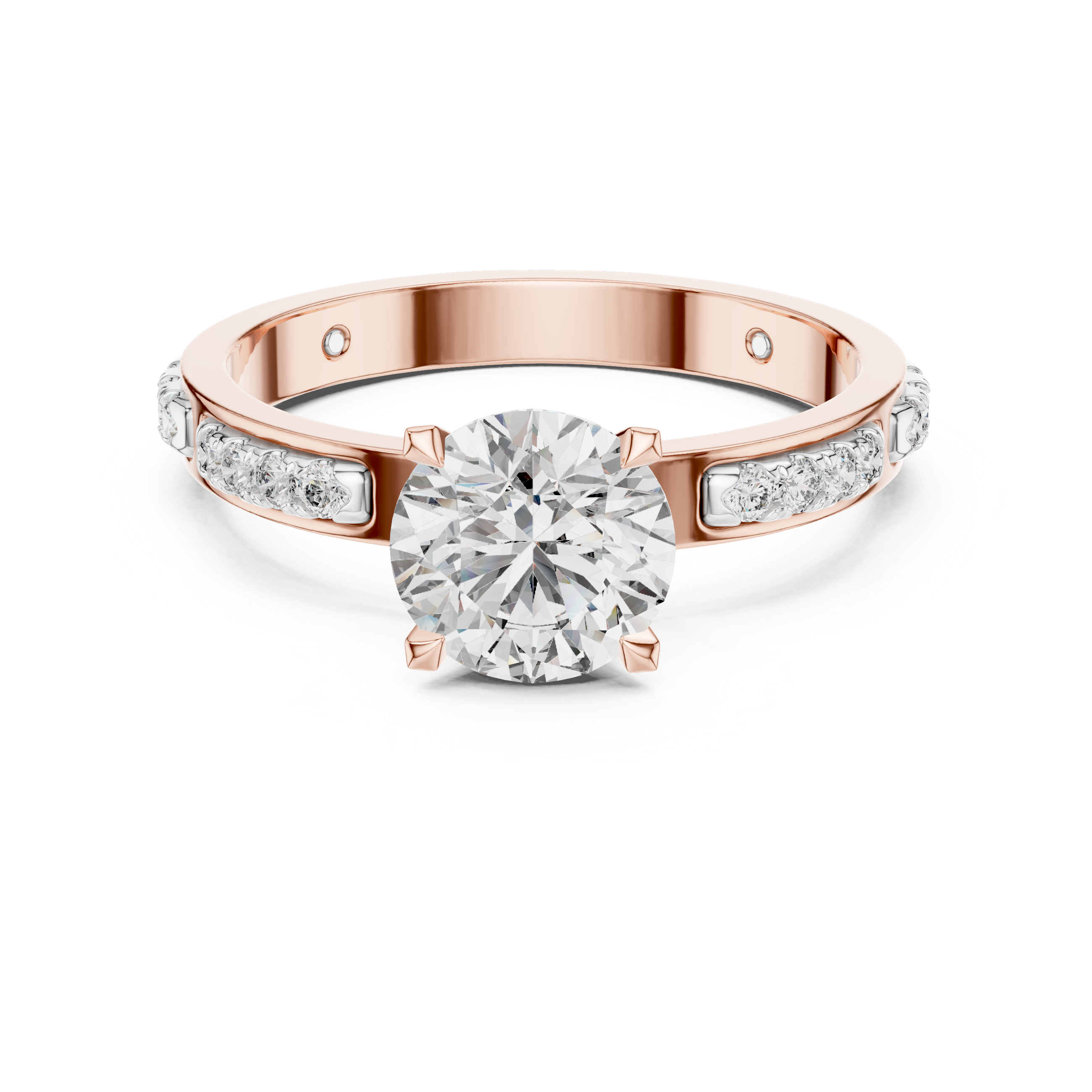 925 Silver 14K Gold Plated Solitaire With Accents Engagement Ring 925 Silver