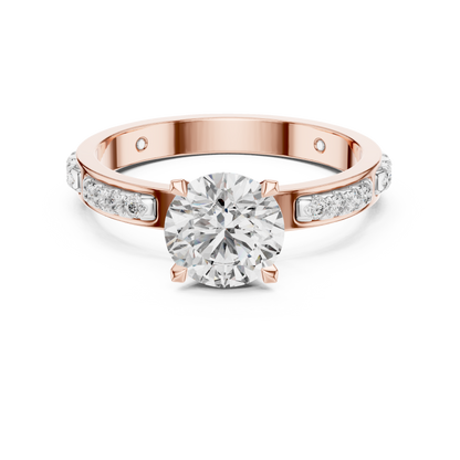 925 Silver 14K Gold Plated Solitaire With Accents Engagement Ring 925 Silver