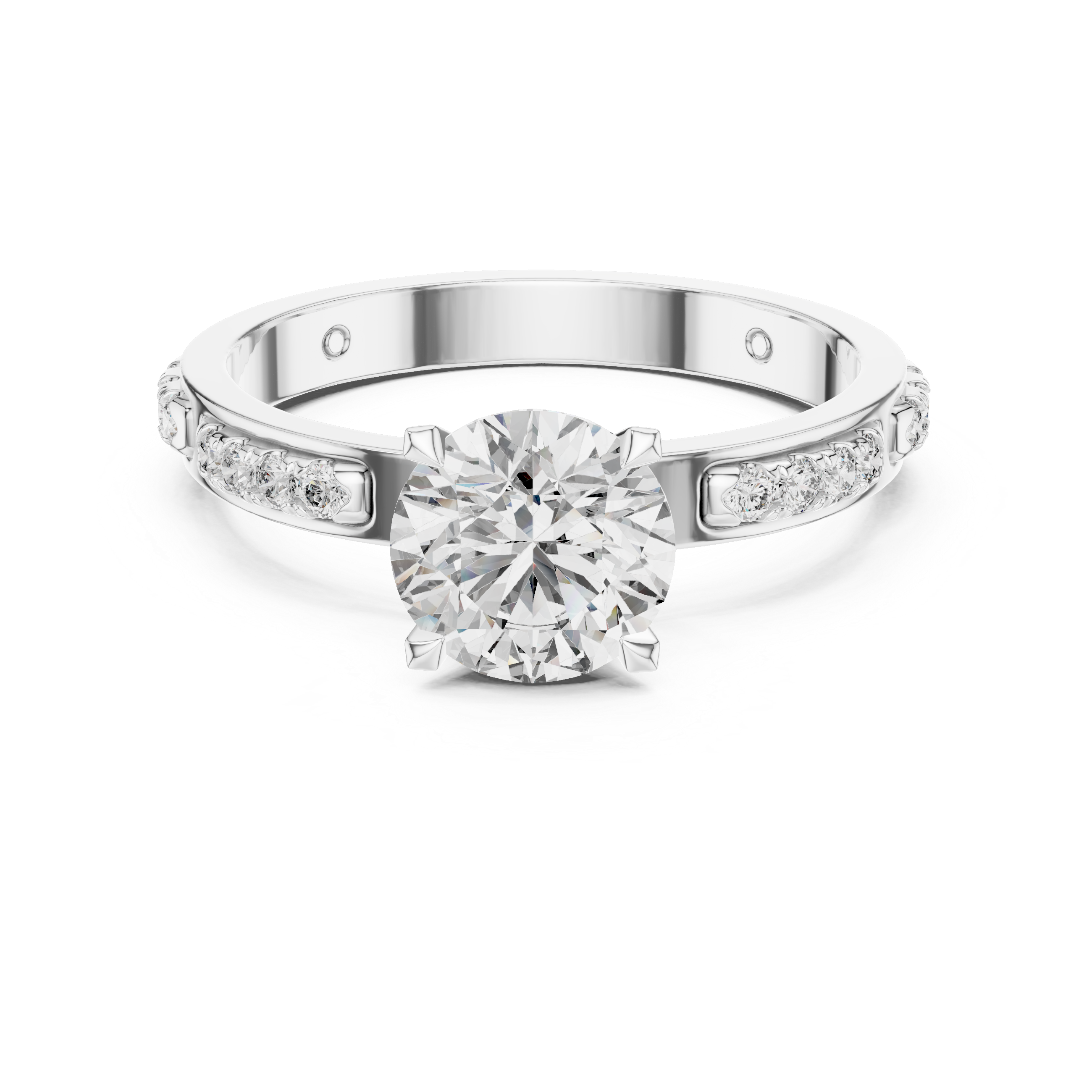 925 Silver 14K Gold Plated Solitaire With Accents Engagement Ring 925 Silver