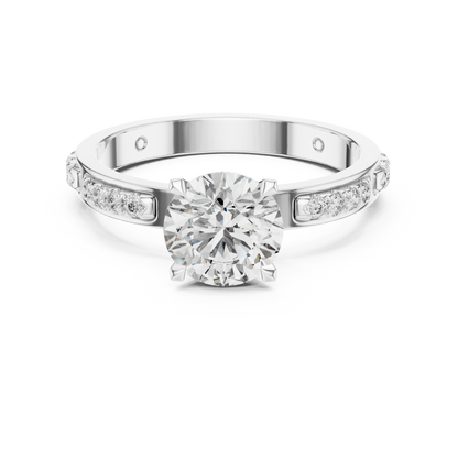925 Silver 14K Gold Plated Solitaire With Accents Engagement Ring 925 Silver