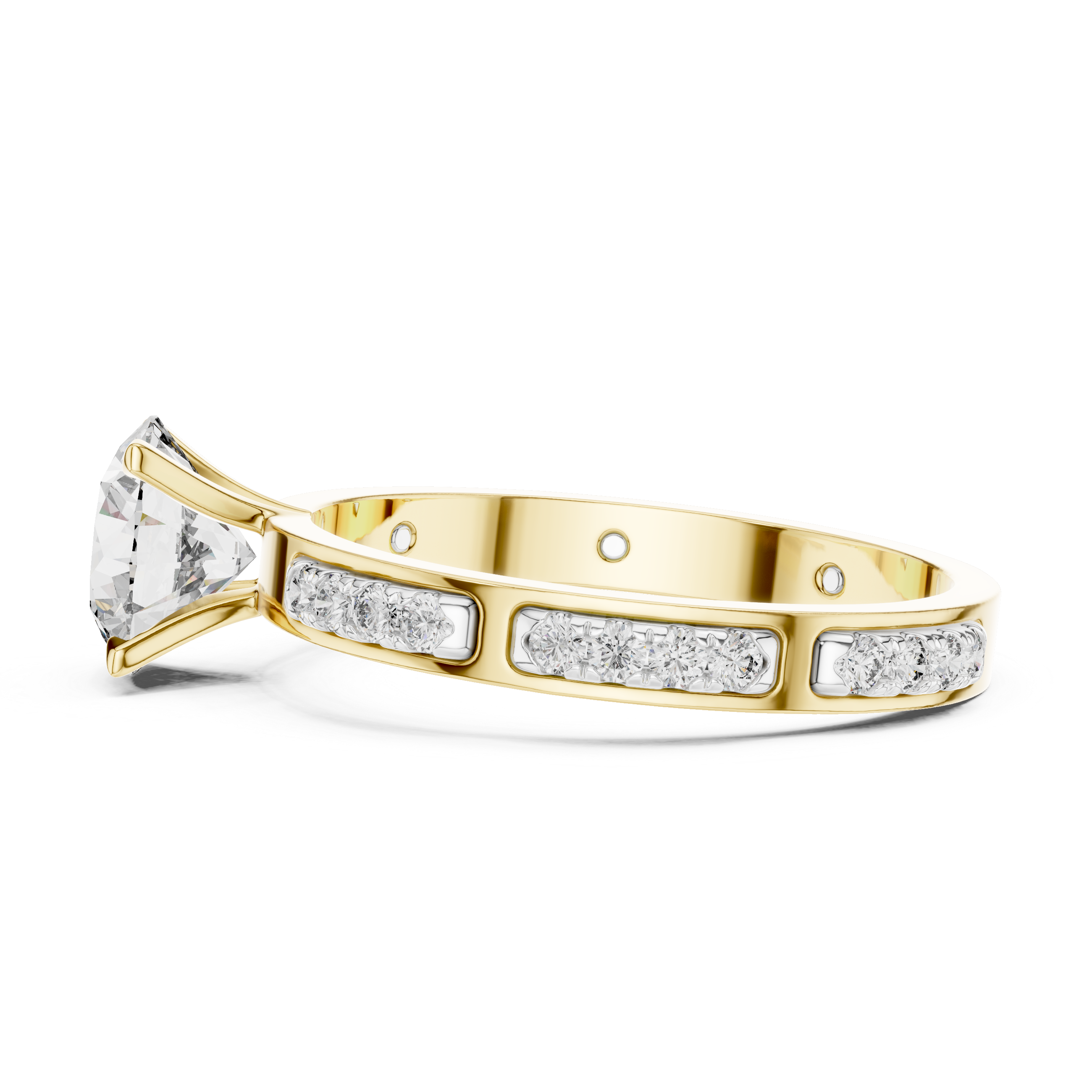 925 Silver 14K Gold Plated Solitaire With Accents Engagement Ring 925 Silver