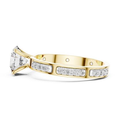 925 Silver 14K Gold Plated Solitaire With Accents Engagement Ring 925 Silver