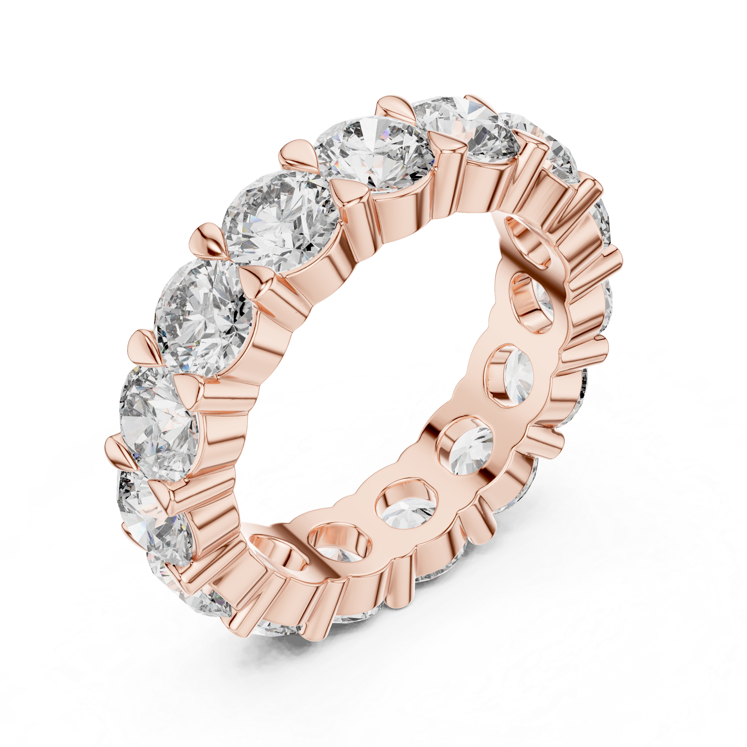 925 Silver Round Moissanite Full Eternity Wedding Band 14K Gold Plated