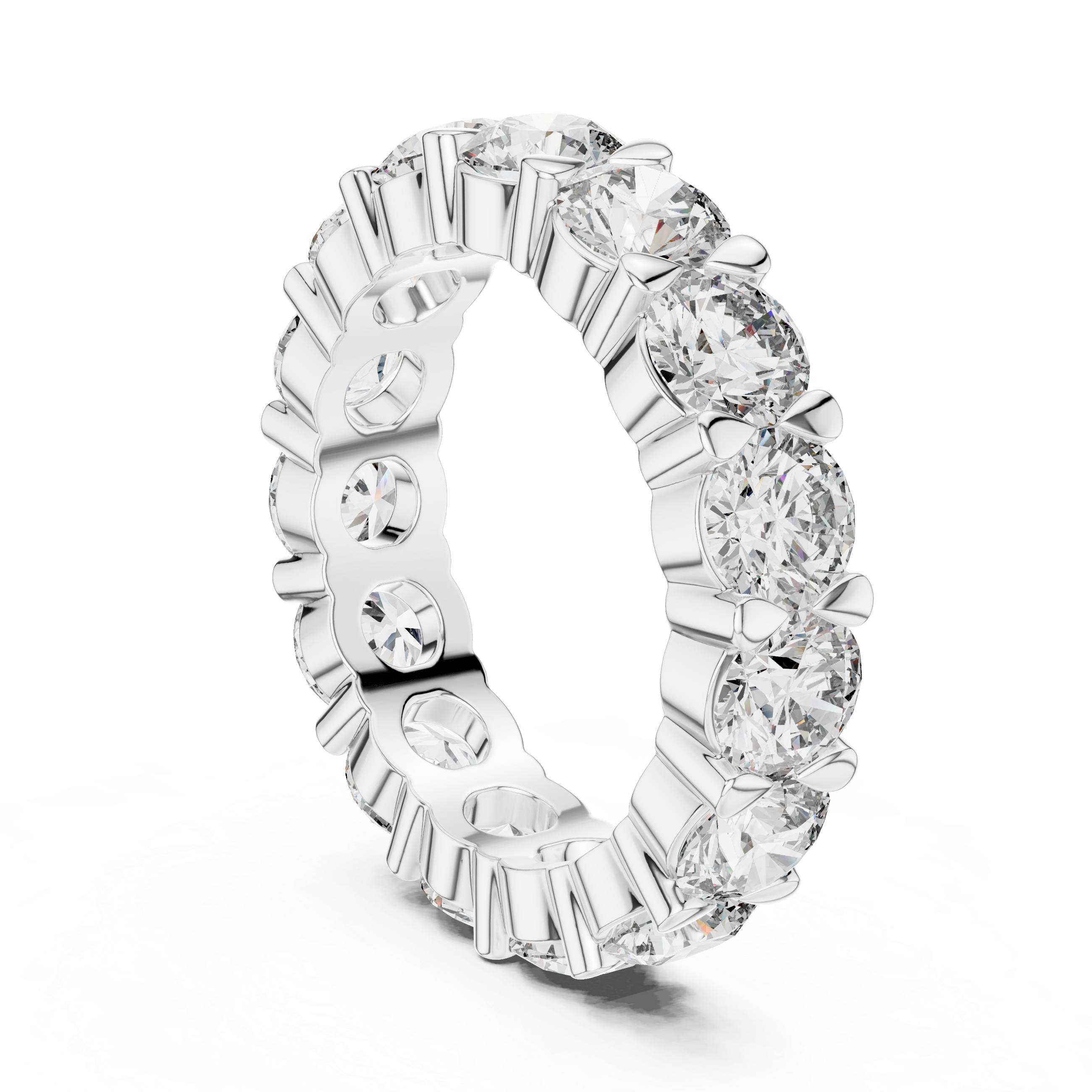 925 Silver Round Moissanite Full Eternity Wedding Band 14K Gold Plated