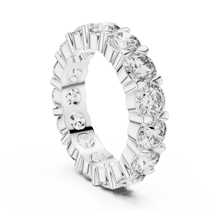 925 Silver Round Moissanite Full Eternity Wedding Band 14K Gold Plated