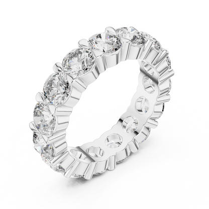 925 Silver Round Moissanite Full Eternity Wedding Band 14K Gold Plated