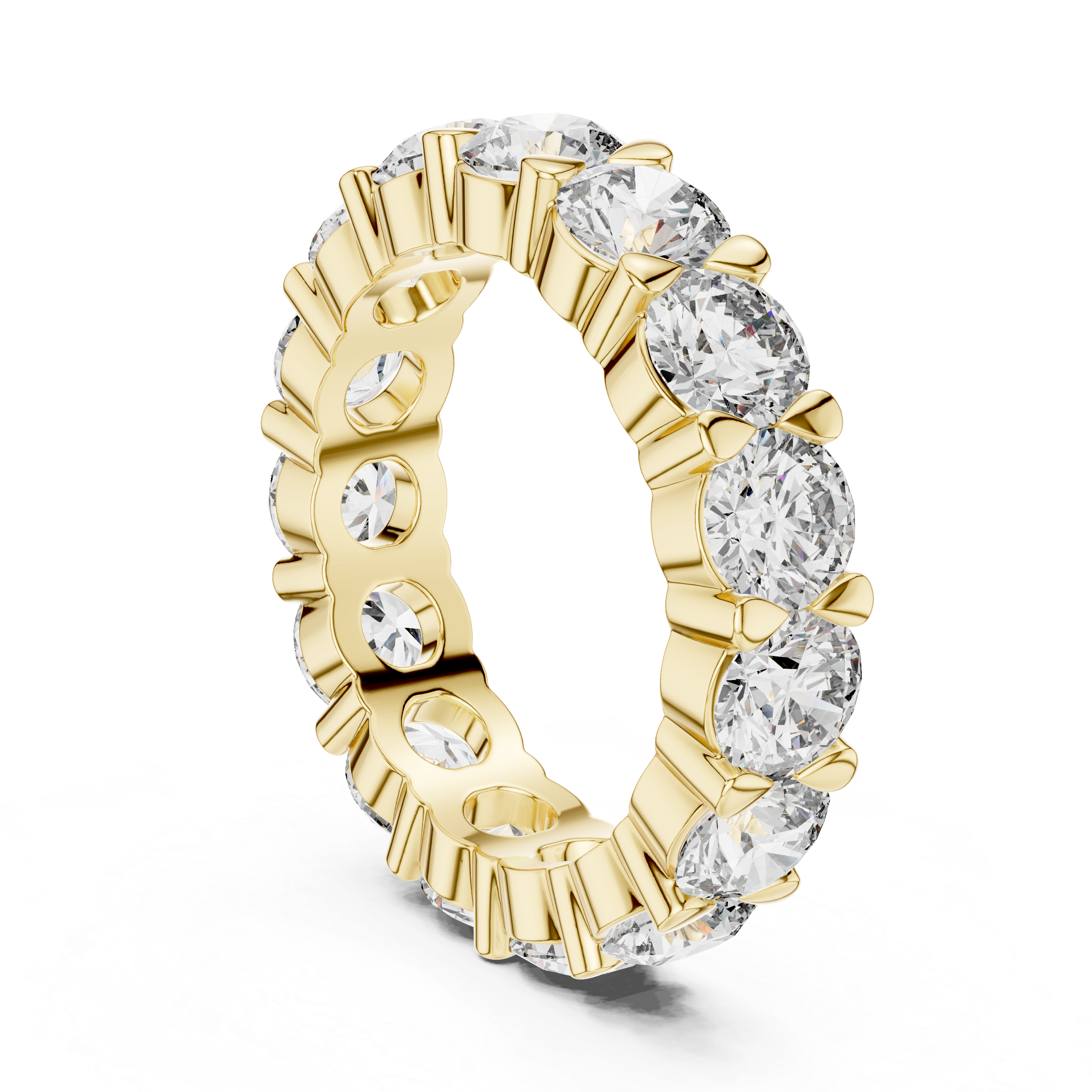 925 Silver Round Moissanite Full Eternity Wedding Band 14K Gold Plated