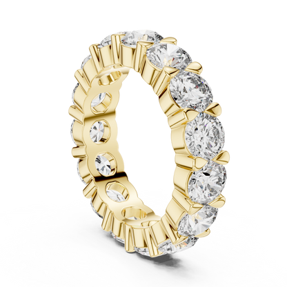 925 Silver Round Moissanite Full Eternity Wedding Band 14K Gold Plated