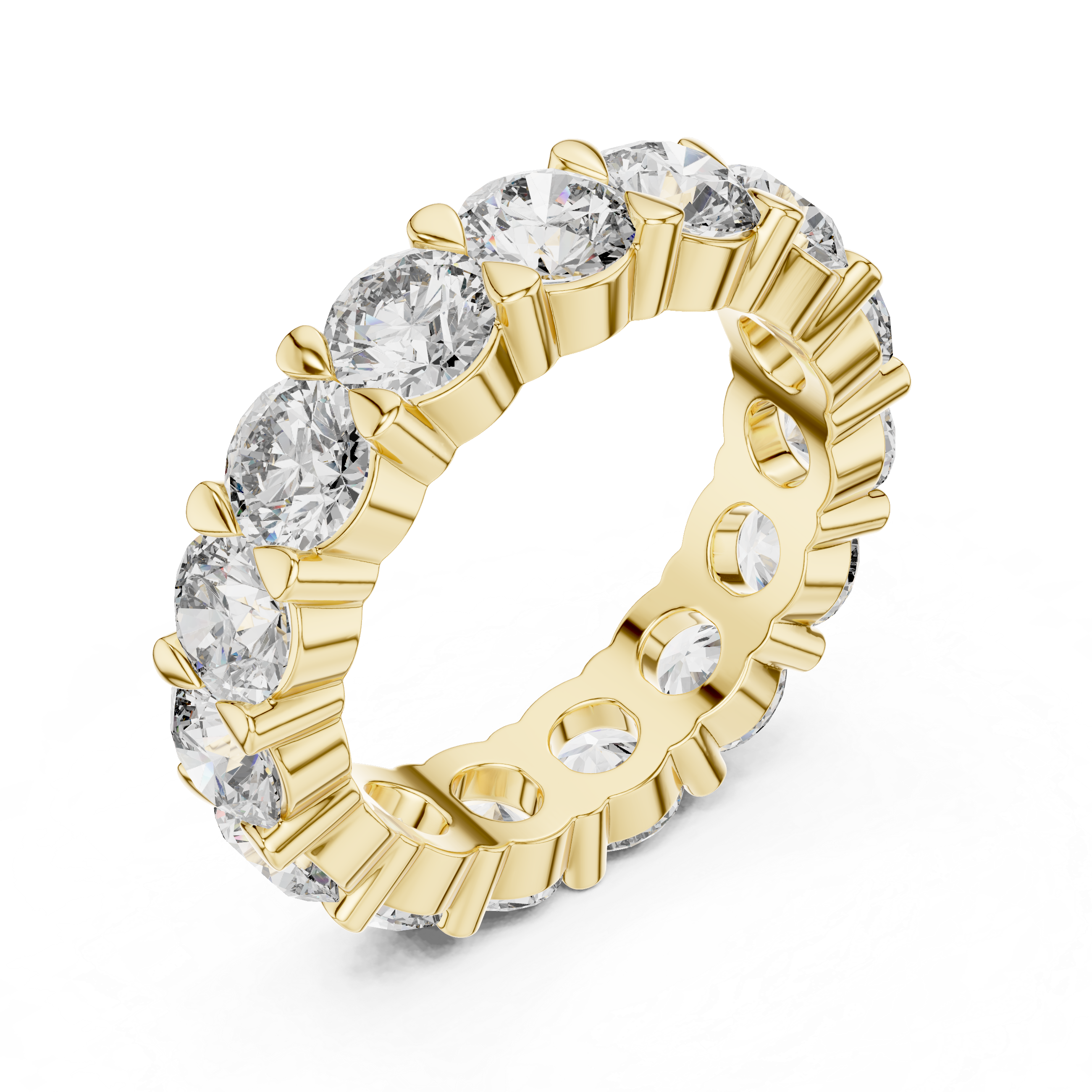 925 Silver Round Moissanite Full Eternity Wedding Band 14K Gold Plated