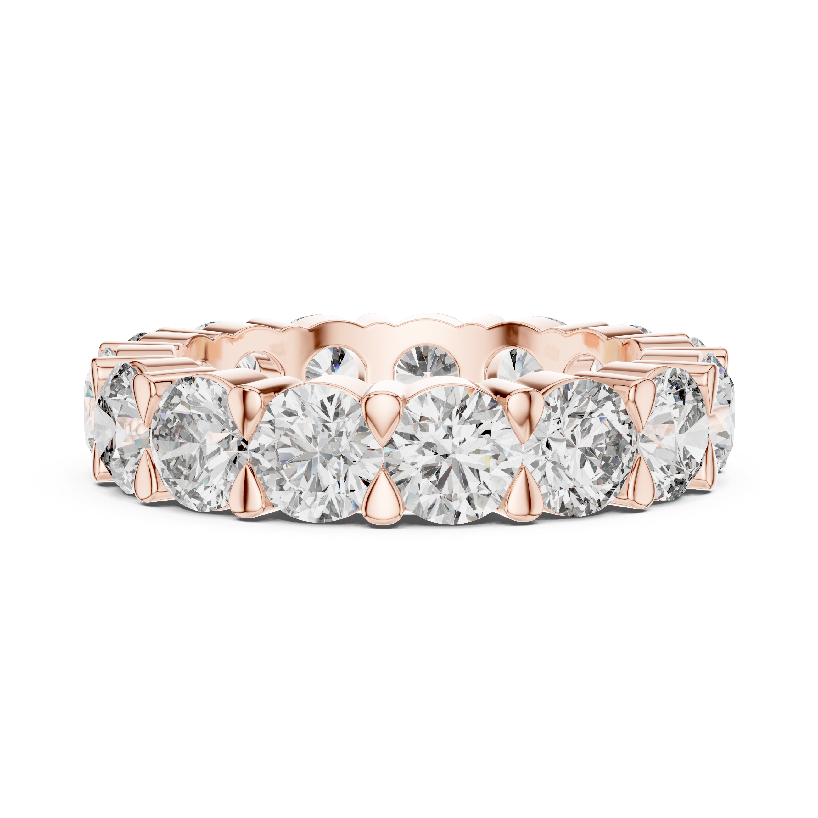 925 Silver Round Moissanite Full Eternity Wedding Band 14K Gold Plated