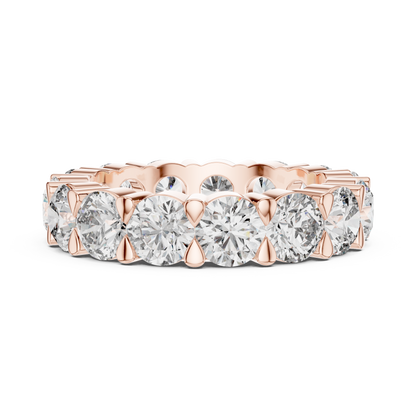 925 Silver Round Moissanite Full Eternity Wedding Band 14K Gold Plated