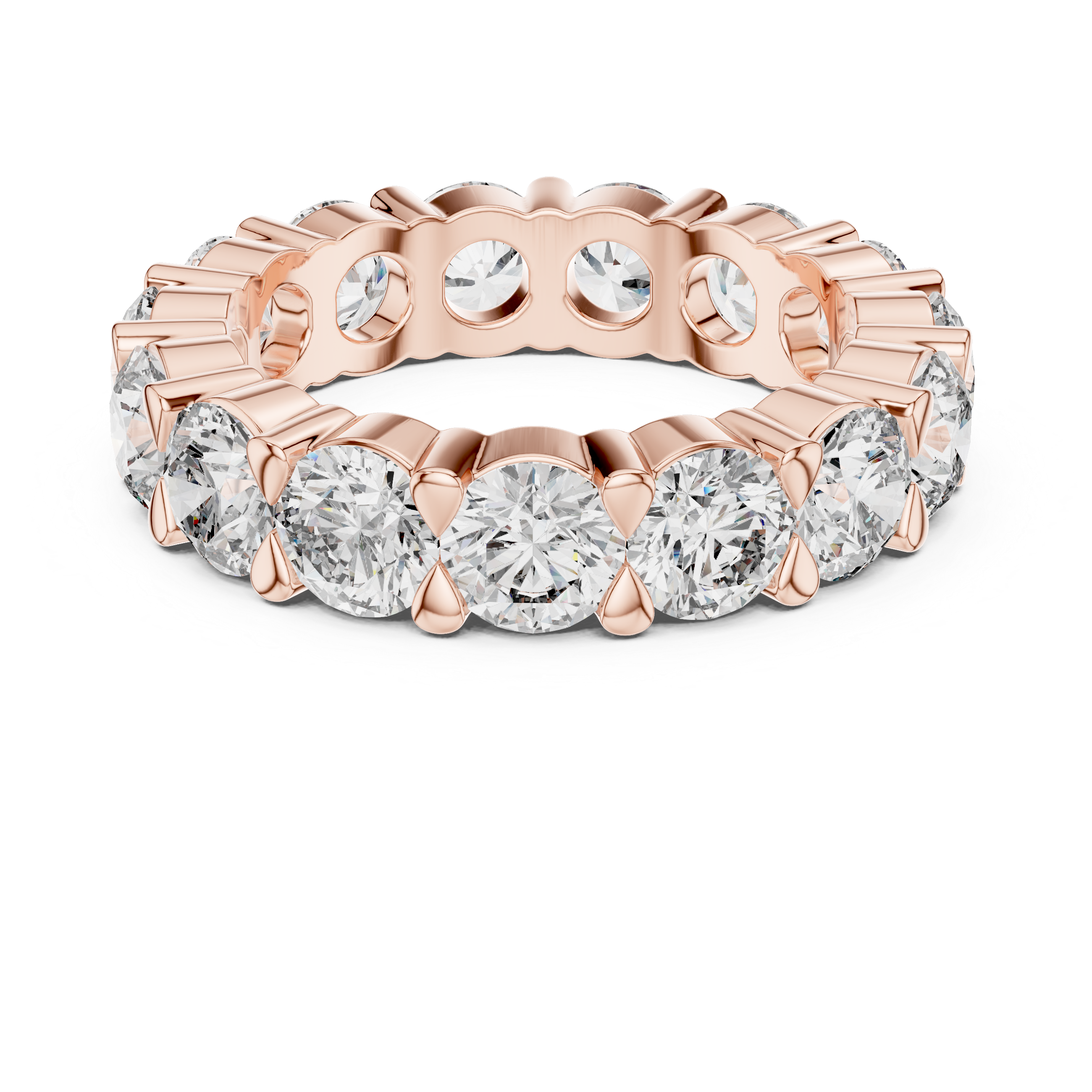 925 Silver Round Moissanite Full Eternity Wedding Band 14K Gold Plated
