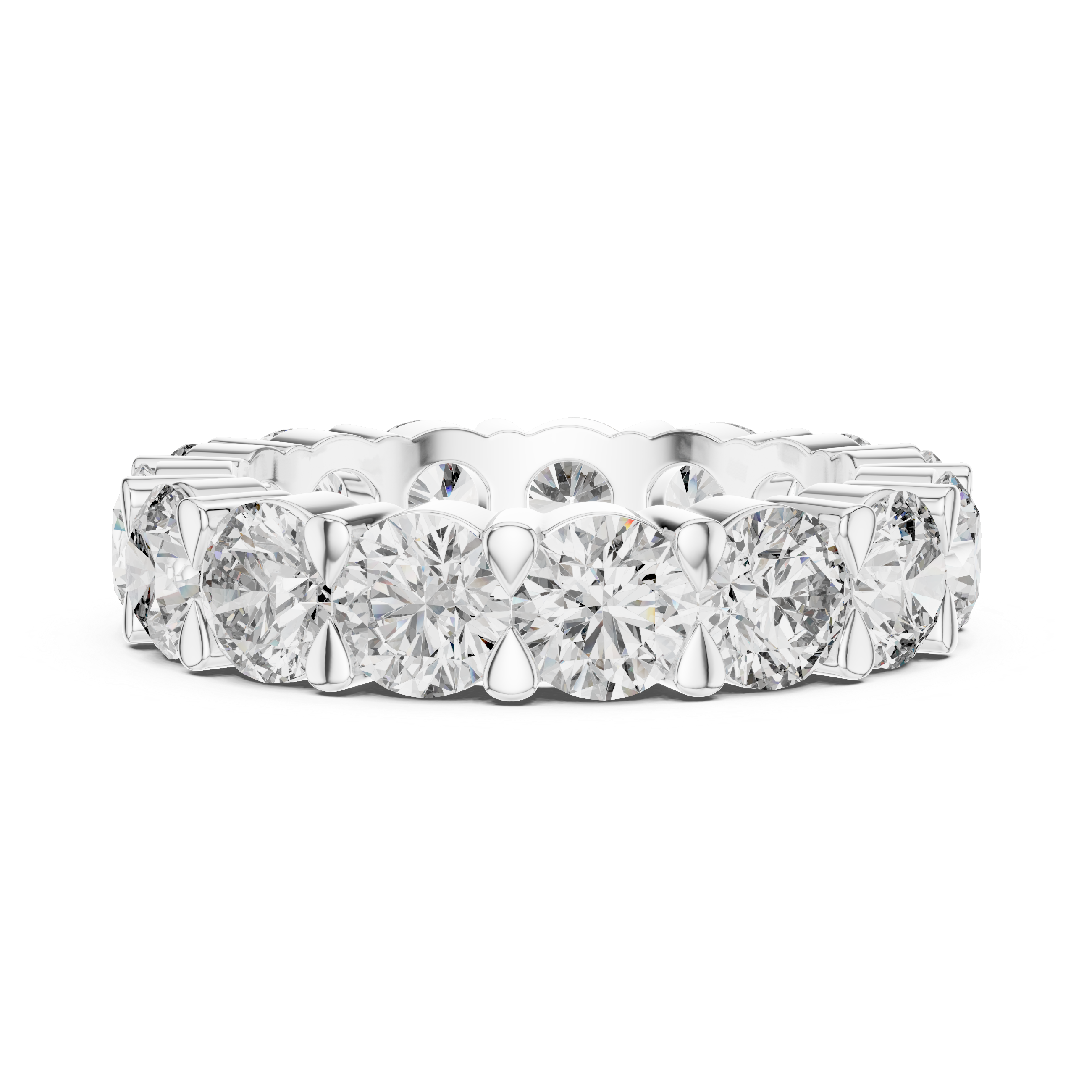 925 Silver Round Moissanite Full Eternity Wedding Band 14K Gold Plated