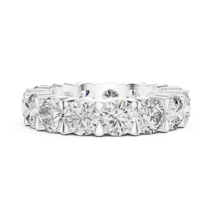 925 Silver Round Moissanite Full Eternity Wedding Band 14K Gold Plated